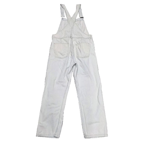 FREE PEOPLE Y2K Baggy Preppy Ziggy Denim Overalls Ivory Medium A004382 - Picture 4 of 15